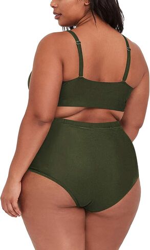 Pink Queen Women's 2 Piece Plus Size High Waisted Bikini Set Ruched Tummy Control Swimwear Swimsuit in Saudi Arabia