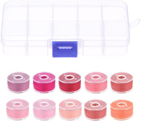 HARFINGTON Prewound Bobbin Thread Set of 10pcs with Storage Plastic Case for Embroidery and Sewing Machine, Pink Series in Saudi Arabia