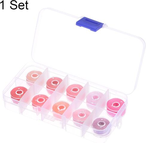 HARFINGTON Prewound Bobbin Thread Set of 10pcs with Storage Plastic Case for Embroidery and Sewing Machine, Pink Series in Saudi Arabia