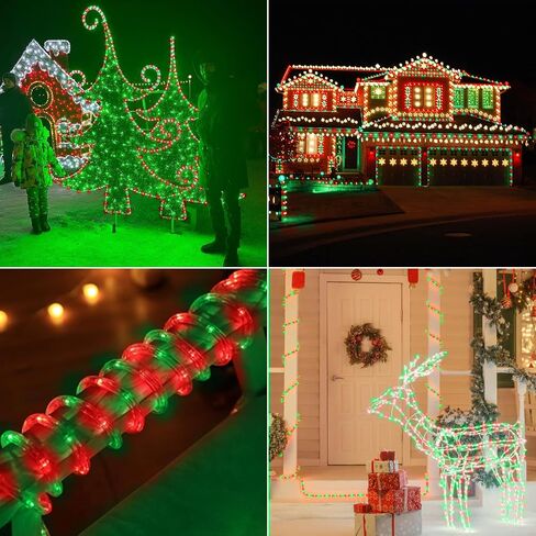 50ft LED Rope Lights Outdoor, 360 LED Connectable and Flexible Tube Lights with 8 Modes, Waterproof LED Rope Lighting for Garden Patio Pool Bedroom PartyIndoor Outdoor Christmas Decor (Red & Green) in Saudi Arabia