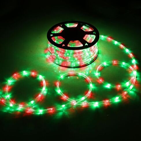 50ft LED Rope Lights Outdoor, 360 LED Connectable and Flexible Tube Lights with 8 Modes, Waterproof LED Rope Lighting for Garden Patio Pool Bedroom PartyIndoor Outdoor Christmas Decor (Red & Green) in Saudi Arabia