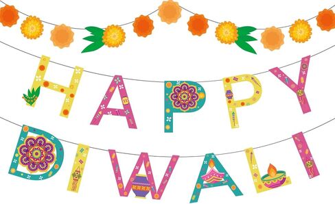 Happy Diwali Decoration Garland Banner - Festival of Lights Marigold Banner Diwali Decorations in Saudi Arabia