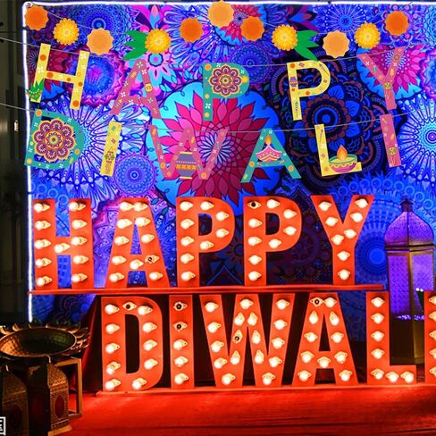 Happy Diwali Decoration Garland Banner - Festival of Lights Marigold Banner Diwali Decorations in Saudi Arabia