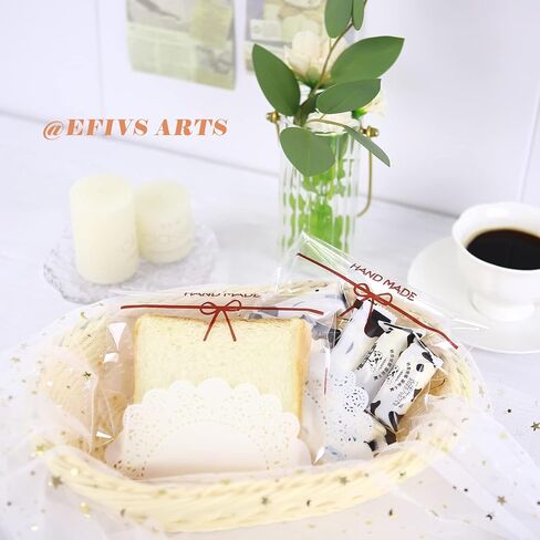 200pcs 5.5x5.5in Lovely Lace Bowknot Clear Biscuit Roasting Treat Present DIY Plastic Candy Individual Wrappers Self Adhesive OPP Cookie Bakery Decorating Favor Bags in Saudi Arabia