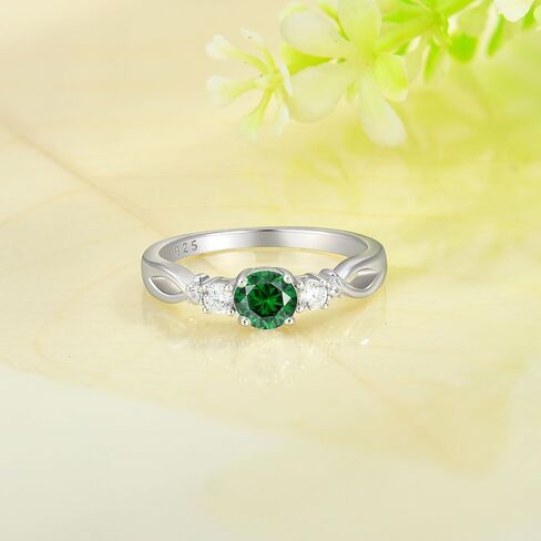 Promise Ring 925 Sterling Silver Birthstone Ring for Women Gemstone Ring Wedding Engagement Jewelry Christmas Birthday in Kuwait