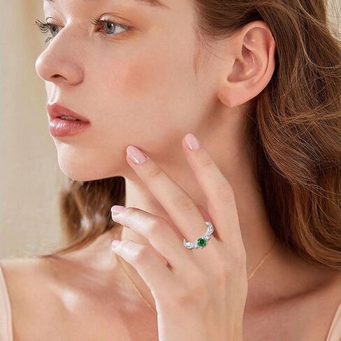 Promise Ring 925 Sterling Silver Birthstone Ring for Women Gemstone Ring Wedding Engagement Jewelry Christmas Birthday in Kuwait