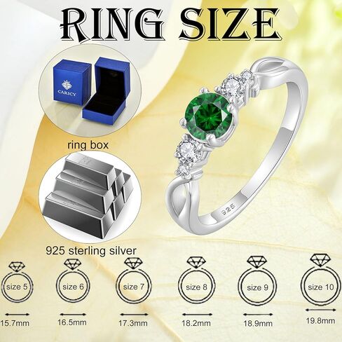 Promise Ring 925 Sterling Silver Birthstone Ring for Women Gemstone Ring Wedding Engagement Jewelry Christmas Birthday in Kuwait