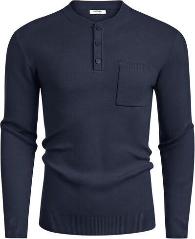 COOFANDY Men's Henley Knit Sweater Long Sleeve Soft Pullover Shirt with Chest Pocket in Saudi Arabia