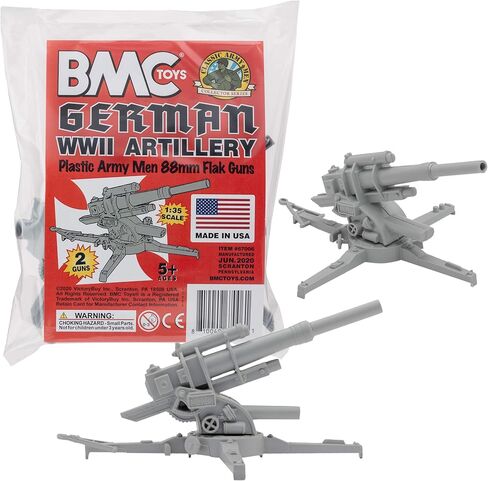 BMC Classic WW2 German 88mm Artillery - 2pc Gray Plastic Army Men Accessories in Saudi Arabia