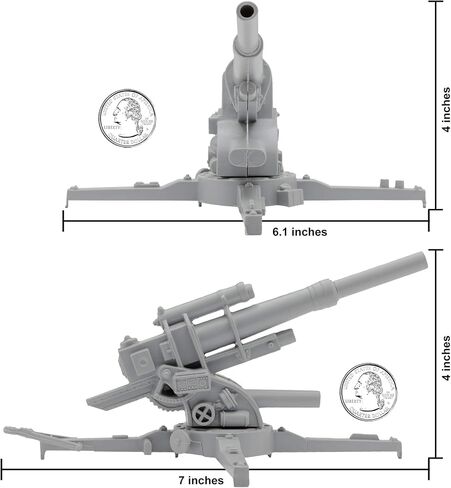 BMC Classic WW2 German 88mm Artillery - 2pc Gray Plastic Army Men Accessories in Saudi Arabia