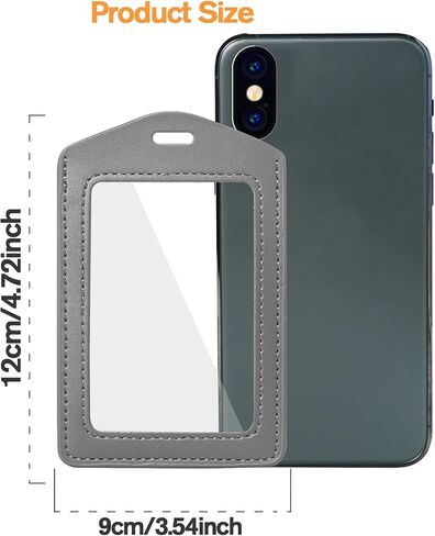 2 Pcs Genuine Leather ID Badge Holder Vertical Double-Side Clear Card Holder Waterproof Name Badge Holder for Office, Staff, Students, Employees(Black&Black) in Saudi Arabia
