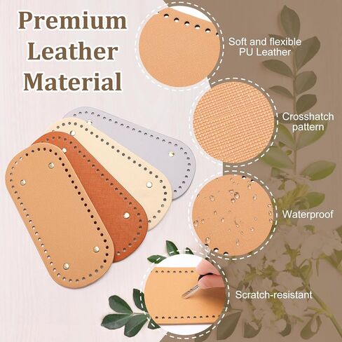 Solaradgy 4 ألوان محفظة قيعان للكروشيه، 4 قواعد حقيبة حزمة للكروشيه نمط متقاطع طويل بيضاوي محفظة أسفل وسادة للحقائب قاعدة وسادة قيعان محفظة جلدية للكروشيه DIY in Kuwait