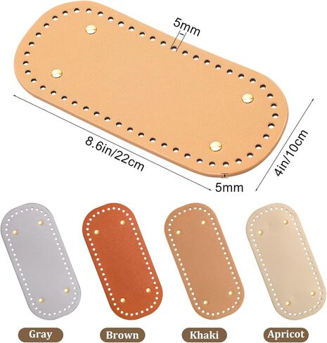 Solaradgy 4 ألوان محفظة قيعان للكروشيه، 4 قواعد حقيبة حزمة للكروشيه نمط متقاطع طويل بيضاوي محفظة أسفل وسادة للحقائب قاعدة وسادة قيعان محفظة جلدية للكروشيه DIY in Kuwait