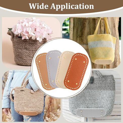 Solaradgy 4 ألوان محفظة قيعان للكروشيه، 4 قواعد حقيبة حزمة للكروشيه نمط متقاطع طويل بيضاوي محفظة أسفل وسادة للحقائب قاعدة وسادة قيعان محفظة جلدية للكروشيه DIY in Kuwait