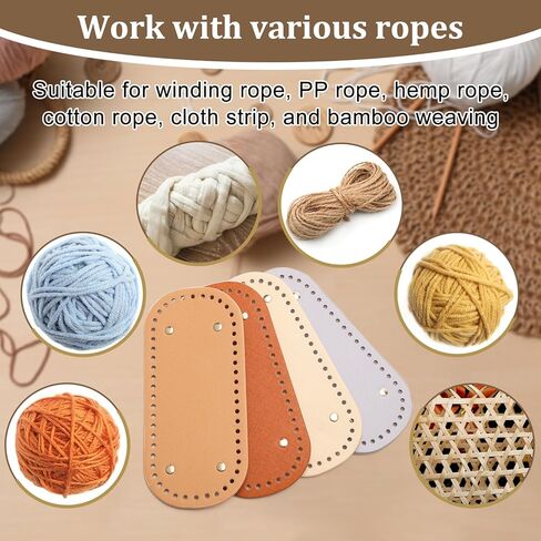 Solaradgy 4 ألوان محفظة قيعان للكروشيه، 4 قواعد حقيبة حزمة للكروشيه نمط متقاطع طويل بيضاوي محفظة أسفل وسادة للحقائب قاعدة وسادة قيعان محفظة جلدية للكروشيه DIY in Kuwait