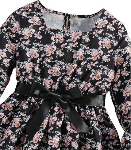Floerns Girl's Floral Print Long Flounce Sleeve Belted Ruffle Hem A Line Dresses in Saudi Arabia