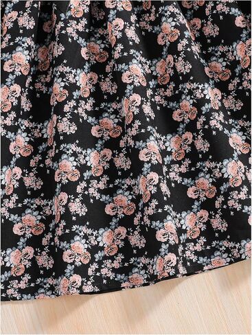 Floerns Girl's Floral Print Long Flounce Sleeve Belted Ruffle Hem A Line Dresses in Saudi Arabia