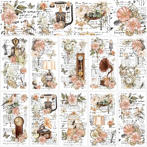 10 أوراق من Whaline، فرك الزهور على النقل للأثاث والحرف اليدوية، فرك الأثاث الزهري العتيق على ملصقات النقل للمنزل والمكتب DIY ديكور فني حرفي، 6 × 11.4 بوصة in Kuwait