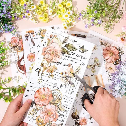 10 أوراق من Whaline، فرك الزهور على النقل للأثاث والحرف اليدوية، فرك الأثاث الزهري العتيق على ملصقات النقل للمنزل والمكتب DIY ديكور فني حرفي، 6 × 11.4 بوصة in Kuwait