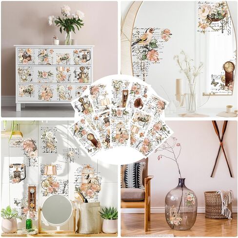 10 أوراق من Whaline، فرك الزهور على النقل للأثاث والحرف اليدوية، فرك الأثاث الزهري العتيق على ملصقات النقل للمنزل والمكتب DIY ديكور فني حرفي، 6 × 11.4 بوصة in Kuwait