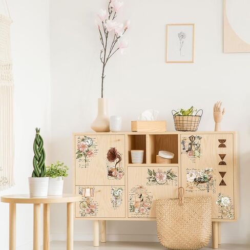 10 أوراق من Whaline، فرك الزهور على النقل للأثاث والحرف اليدوية، فرك الأثاث الزهري العتيق على ملصقات النقل للمنزل والمكتب DIY ديكور فني حرفي، 6 × 11.4 بوصة in Kuwait