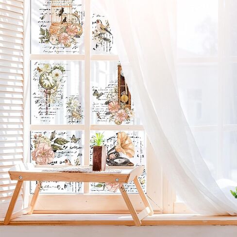 10 أوراق من Whaline، فرك الزهور على النقل للأثاث والحرف اليدوية، فرك الأثاث الزهري العتيق على ملصقات النقل للمنزل والمكتب DIY ديكور فني حرفي، 6 × 11.4 بوصة in Kuwait