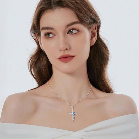 Butterfly Cross Necklace 925 Sterling Silver Crucifix Christian Religious Pendant Birthstone Jewelry Gifts for Women in Kuwait