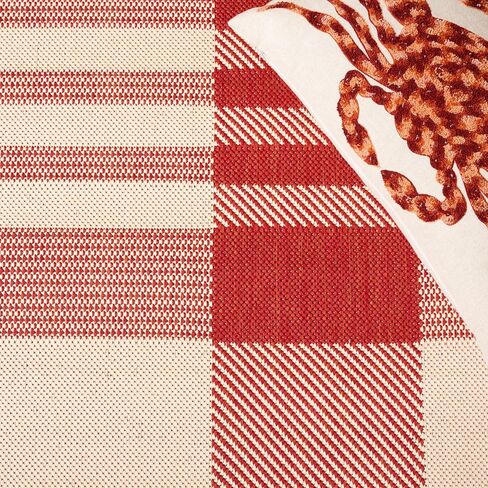 سجادة SAFAVIEH Courtyard Collection - 2'7" x 5'، أحمر وعظم، داخلي/خارجي وقابل للغسل، مثالية لمناطق المرور العالية في الفناء، الفناء الخلفي، غرفة الطين، المدخل، ممسحة الأرجل (CY6201-238-3) in Saudi Arabia