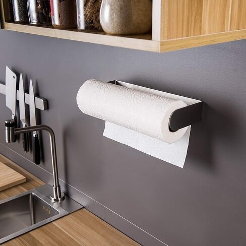 ZUNTO Paper Towel Holder Under Cabinet Self Adhesive Paper Towel Rack (No Drilling), Stainless Steel Wall Mount Paper Towel Holder, Rustproof, Easy Tear in Saudi Arabia