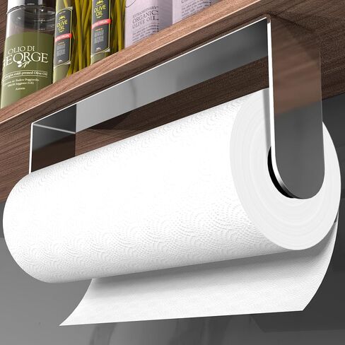 ZUNTO Paper Towel Holder Under Cabinet Self Adhesive Paper Towel Rack (No Drilling), Stainless Steel Wall Mount Paper Towel Holder, Rustproof, Easy Tear in Saudi Arabia