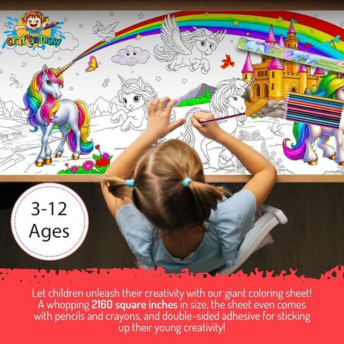 craftndraw Giant Coloring Poster for Kids - 30" X 72" Coloring Table Cloth for Kids and Coloring Pencils, No Creases Coloring Paper Roll, Great Kids Fall Activities Large Coloring Sheets - Superhero in Saudi Arabia