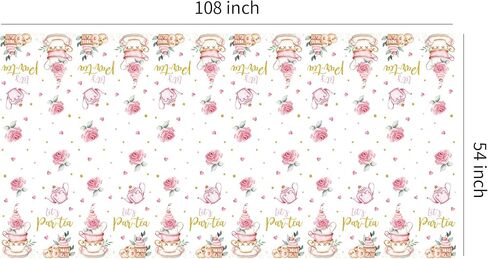 مفرش طاولة ديكورات حفلات الشاي - غطاء طاولة من لوازم حفلات الشاي وأعياد الميلاد للاستعمال مرة واحدة، غطاء طاولة إبريق شاي حديقة الأزهار وأكواب الشاي ذات طابع الشاي لتزيين أعياد الميلاد - 3 عبوات (54 بوصة × 108 بوصة) in Kuwait