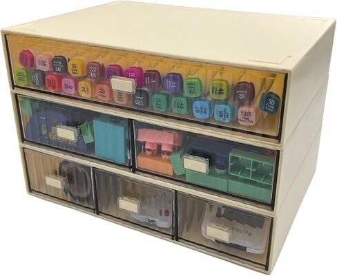 منظم أدراج المكتب، منظم مكتب اللوازم المكتبية القابل للتكديس، درج تخزين بلاستيكي بلاستيكي، منظم بقالة المكتب للقرطاسية/اللوازم المكتبية/المدرسة/المنزل (6 حجرات صفراء) in Kuwait