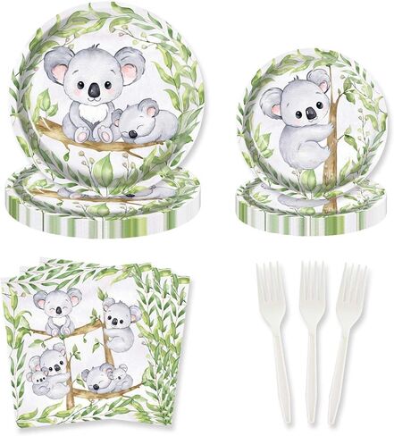 HEETON 80 قطعة من أطباق لوازم حفلات الكوالا اللطيفة لحفلات أعياد الميلاد وحفلات استقبال المولود الجديد in Kuwait