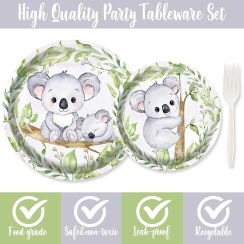 HEETON 80 قطعة من أطباق لوازم حفلات الكوالا اللطيفة لحفلات أعياد الميلاد وحفلات استقبال المولود الجديد in Kuwait