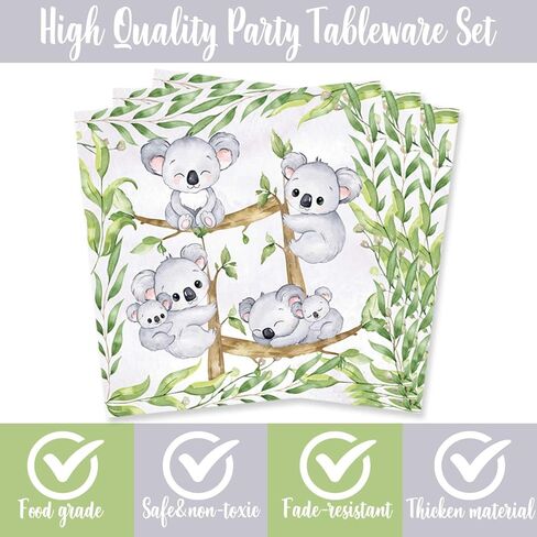 HEETON 80 قطعة من أطباق لوازم حفلات الكوالا اللطيفة لحفلات أعياد الميلاد وحفلات استقبال المولود الجديد in Kuwait