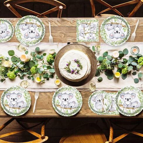 HEETON 80 قطعة من أطباق لوازم حفلات الكوالا اللطيفة لحفلات أعياد الميلاد وحفلات استقبال المولود الجديد in Kuwait