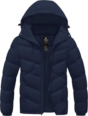 wantdo Men's Puffer Jacket Waterproof Winter Cotton Coat Hooded Parka Jacket Recycled Outerwear (Regular and Big Size) in Saudi Arabia