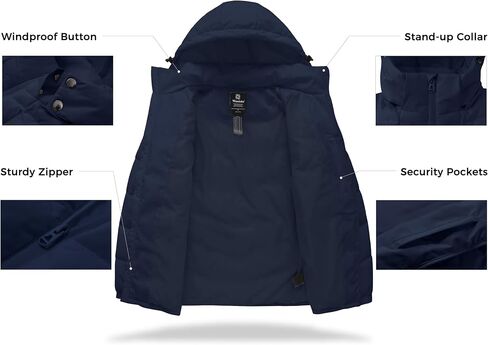 wantdo Men's Puffer Jacket Waterproof Winter Cotton Coat Hooded Parka Jacket Recycled Outerwear (Regular and Big Size) in Saudi Arabia