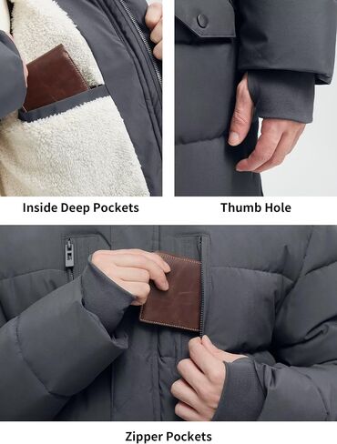 Men's Extra Long Fleece Puffer Jacket Outerwear Winter Coats Hooded Parka Warm Water-resistant Cold Weather in Saudi Arabia