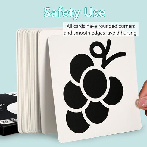Colorful Baby Visual Stimulus Flashcards 40 PCS High Contrast Educational Picture Card Tummy Time Baby Cards Montessori Sensory Cards Newborn Brain Visual Stimulation Cards Set for Newborn Infant Gift in Kuwait