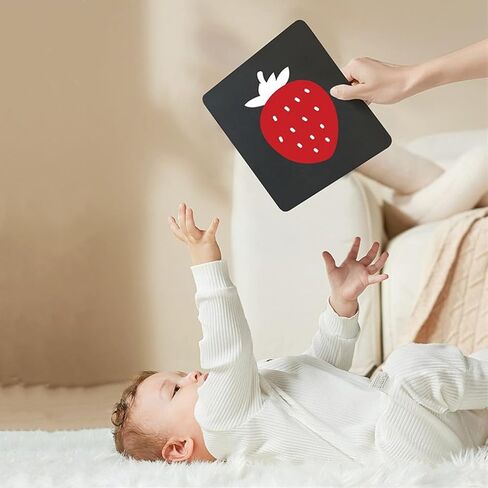 Colorful Baby Visual Stimulus Flashcards 40 PCS High Contrast Educational Picture Card Tummy Time Baby Cards Montessori Sensory Cards Newborn Brain Visual Stimulation Cards Set for Newborn Infant Gift in Kuwait