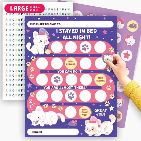 Bedtime Routine Chart for Toddlers - Cat Reward Chart for Kids Girls Boys - Sleep Sticker Chart - Underwater - Responsibility Chart for Sleep - Kids Behavior Chart - by Central 23 in Saudi Arabia
