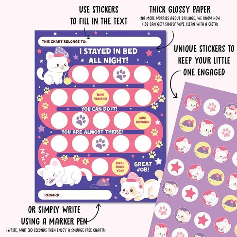 Bedtime Routine Chart for Toddlers - Cat Reward Chart for Kids Girls Boys - Sleep Sticker Chart - Underwater - Responsibility Chart for Sleep - Kids Behavior Chart - by Central 23 in Saudi Arabia