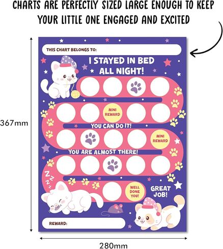 Bedtime Routine Chart for Toddlers - Cat Reward Chart for Kids Girls Boys - Sleep Sticker Chart - Underwater - Responsibility Chart for Sleep - Kids Behavior Chart - by Central 23 in Saudi Arabia