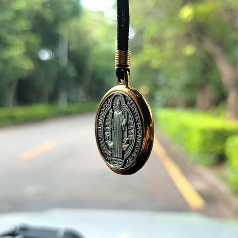 Car Ornaments Rearview Mirror Pendant Saint Benedict Medal Catholic Gift (C1) in Kuwait