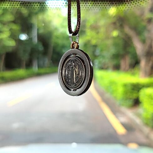 Car Ornaments Rearview Mirror Pendant Saint Benedict Medal Catholic Gift (C1) in Kuwait