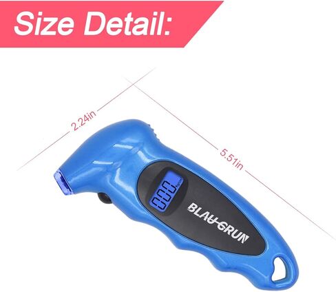 مقياس ضغط الإطارات للسيارة، 150 رطل لكل بوصة مربعة 4 إعدادات، مقياس الإطارات الرقمي المحمول للسيارة والشاحنات والدراجات النارية والدراجة مع قبضة خلفية LCD مضادة للانزلاق (أزرق) in Kuwait