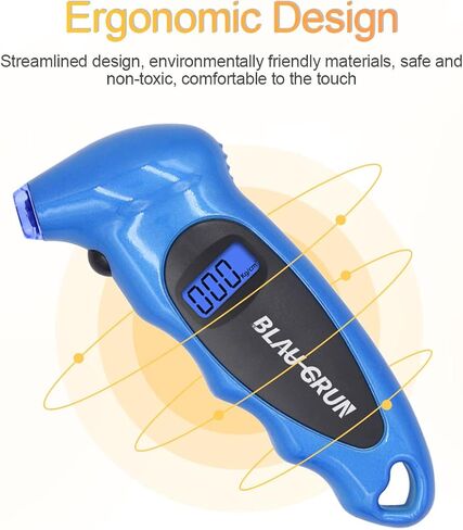 مقياس ضغط الإطارات للسيارة، 150 رطل لكل بوصة مربعة 4 إعدادات، مقياس الإطارات الرقمي المحمول للسيارة والشاحنات والدراجات النارية والدراجة مع قبضة خلفية LCD مضادة للانزلاق (أزرق) in Kuwait