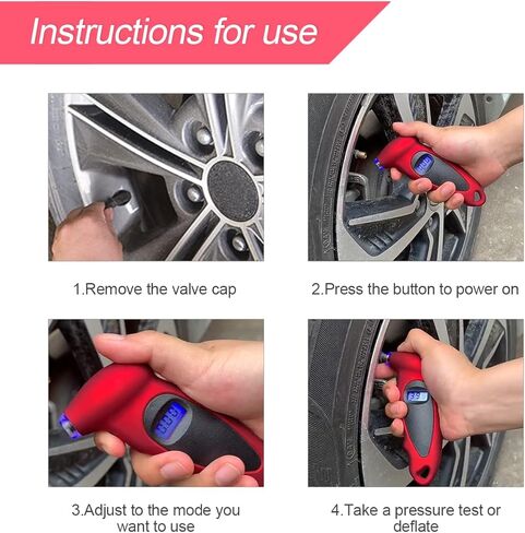مقياس ضغط الإطارات للسيارة، 150 رطل لكل بوصة مربعة 4 إعدادات، مقياس الإطارات الرقمي المحمول للسيارة والشاحنات والدراجات النارية والدراجة مع قبضة خلفية LCD مضادة للانزلاق (أزرق) in Kuwait
